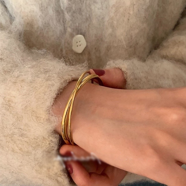 x交叉高級金屬開口手鐲