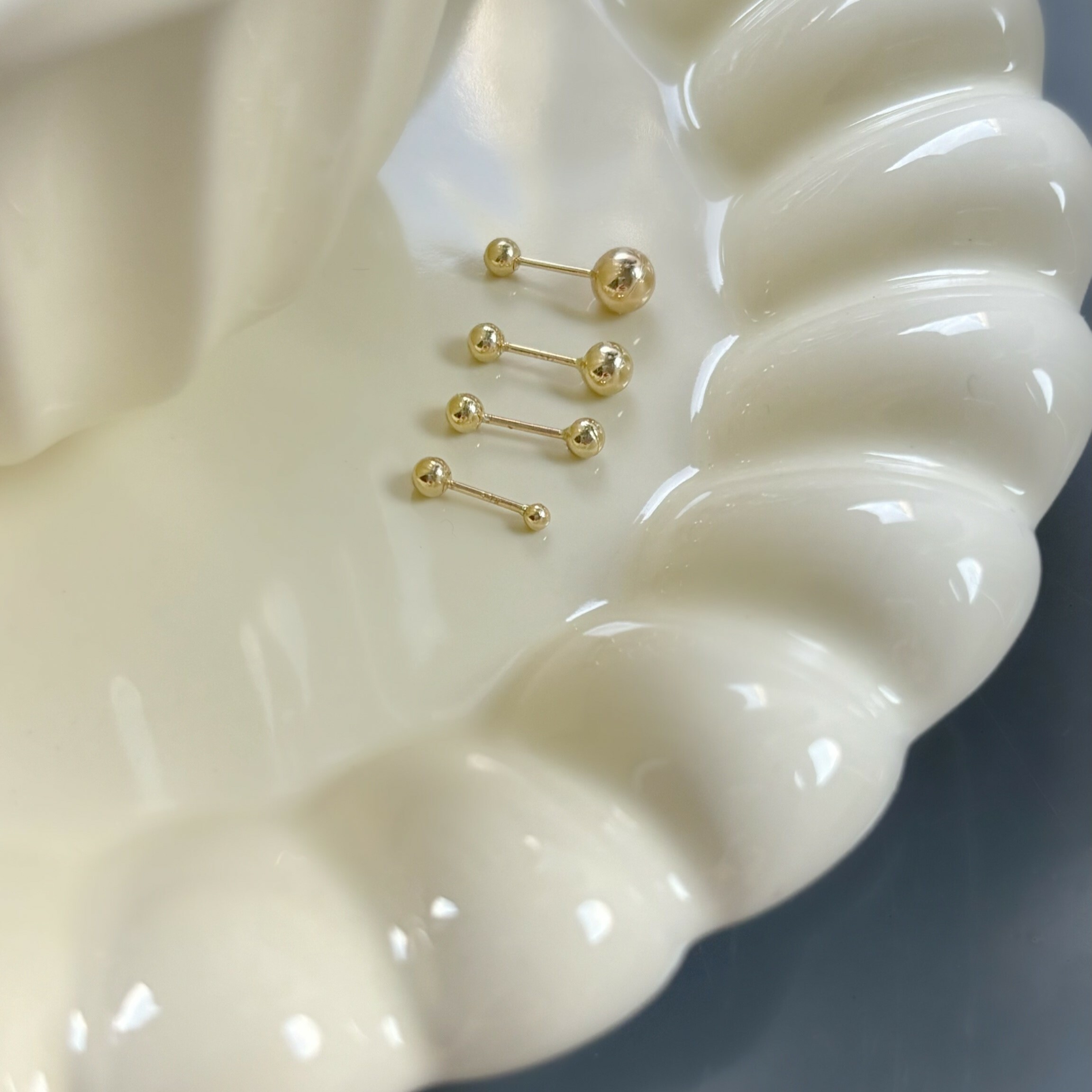 14K小金球轉珠耳環(單)