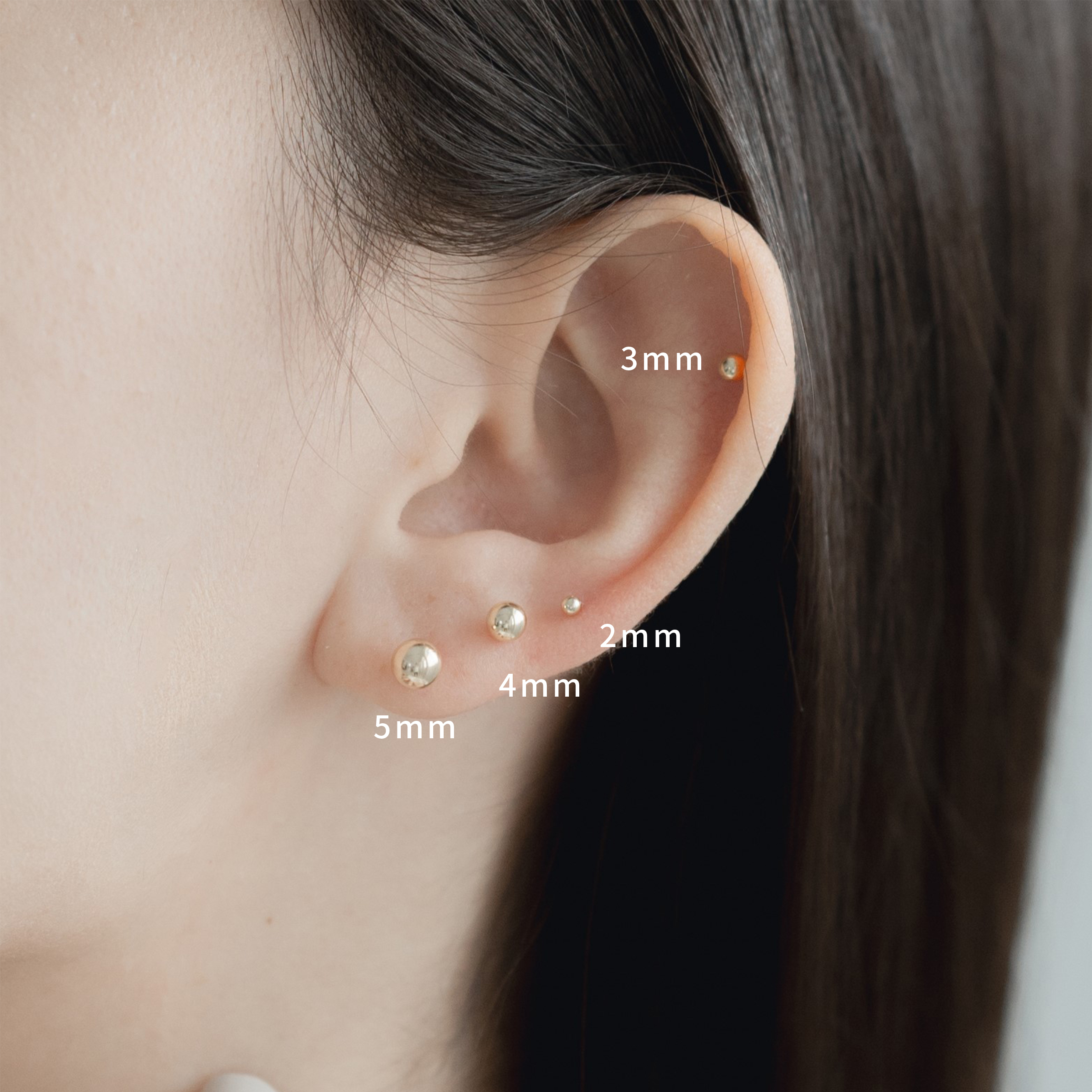 14K小金球轉珠耳環(單)