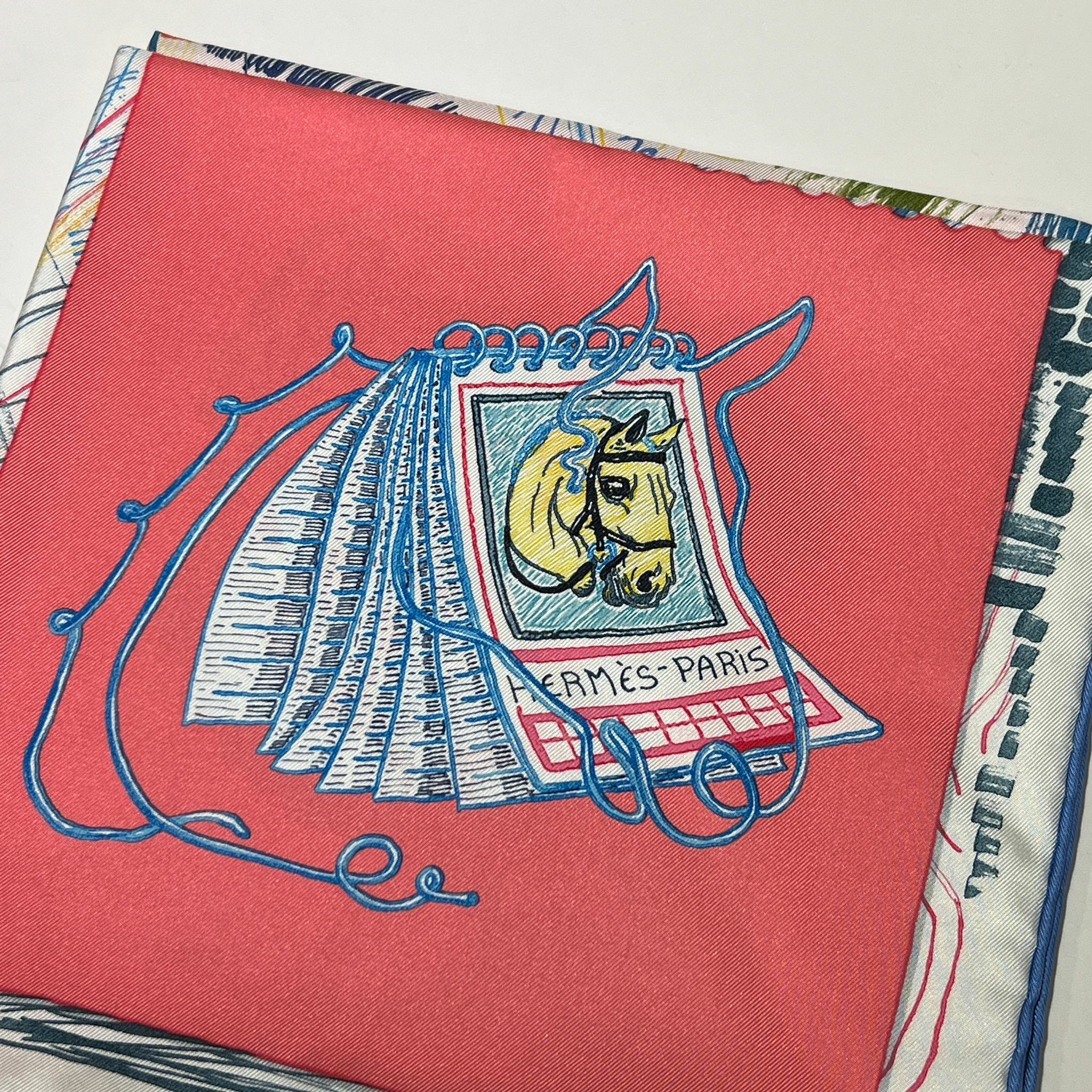 全新HERMES 絲巾90x90cm H003913S 02 Rose / Bleu / Multicol