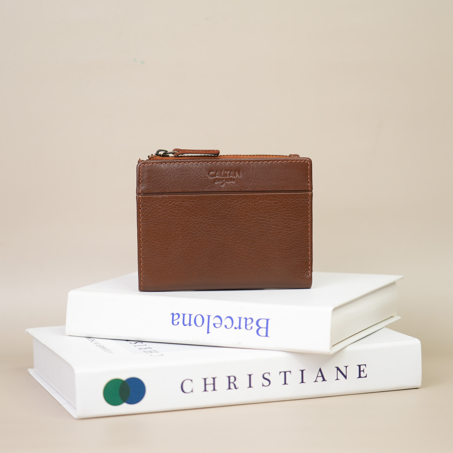 簡約真皮扣式拉鍊短夾-五色(075160)