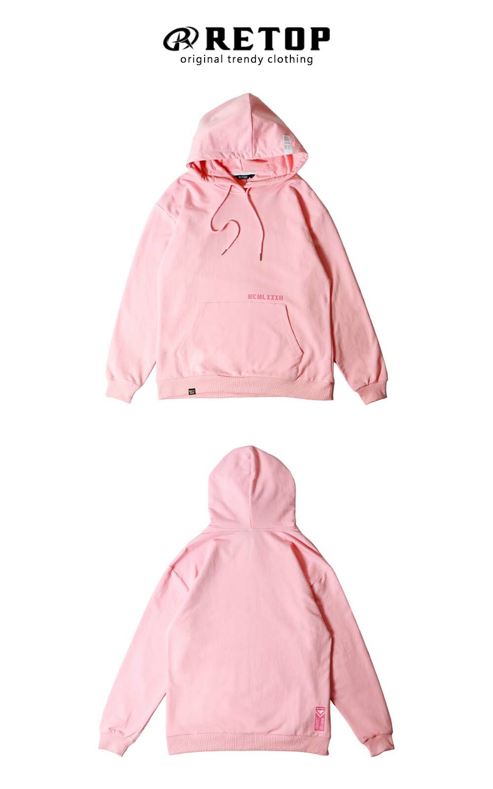 RETOP 簡約重組落肩帽T 粉紅