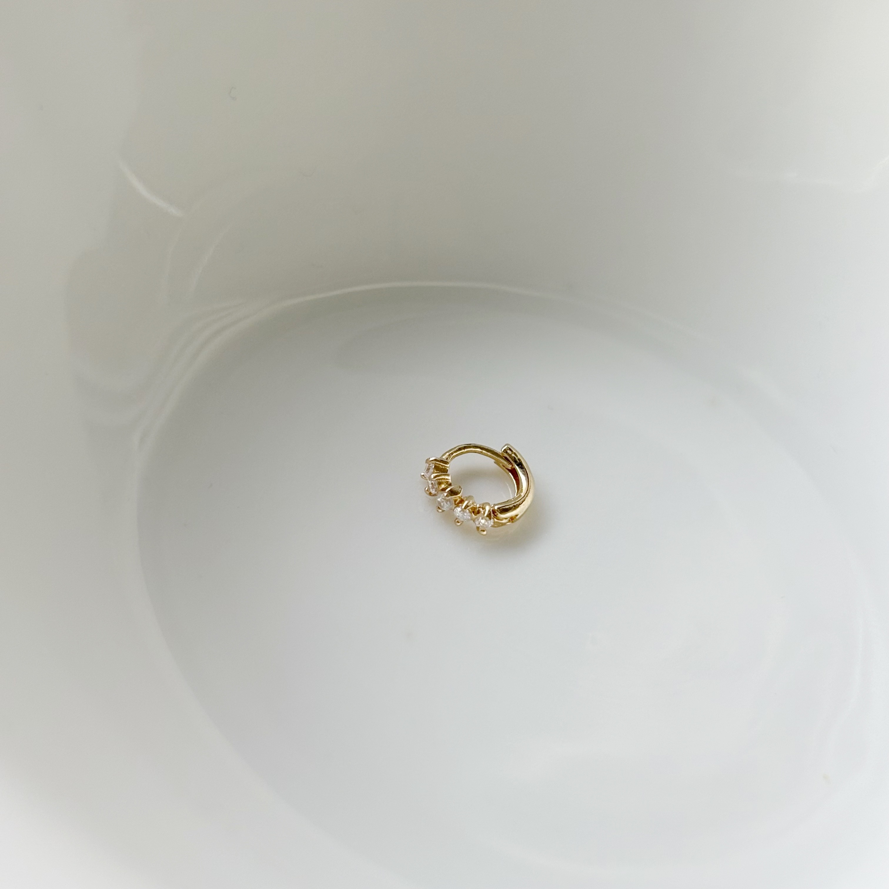 14K 6mm半圈菱鋯耳骨圈