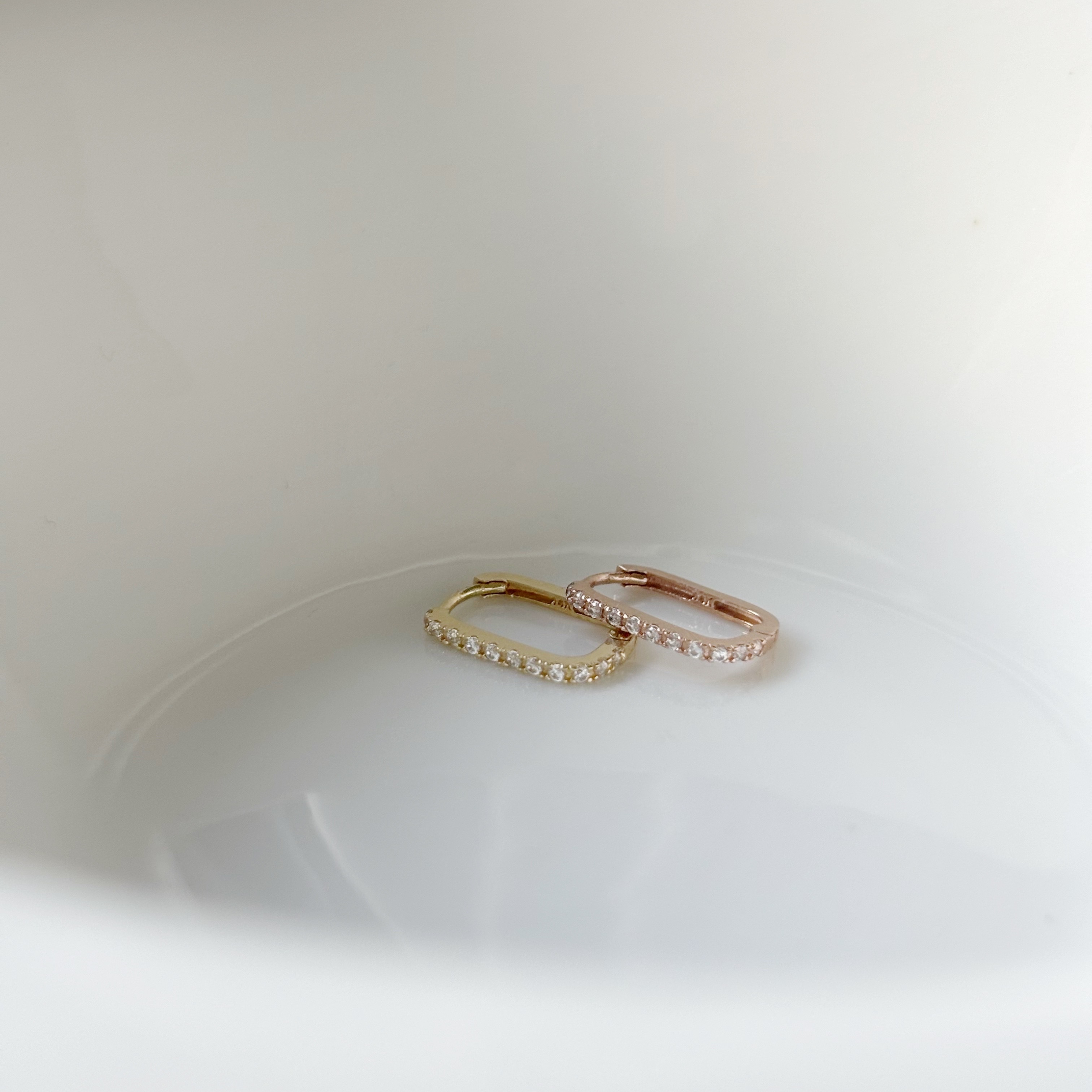 14K長方排鋯耳圈