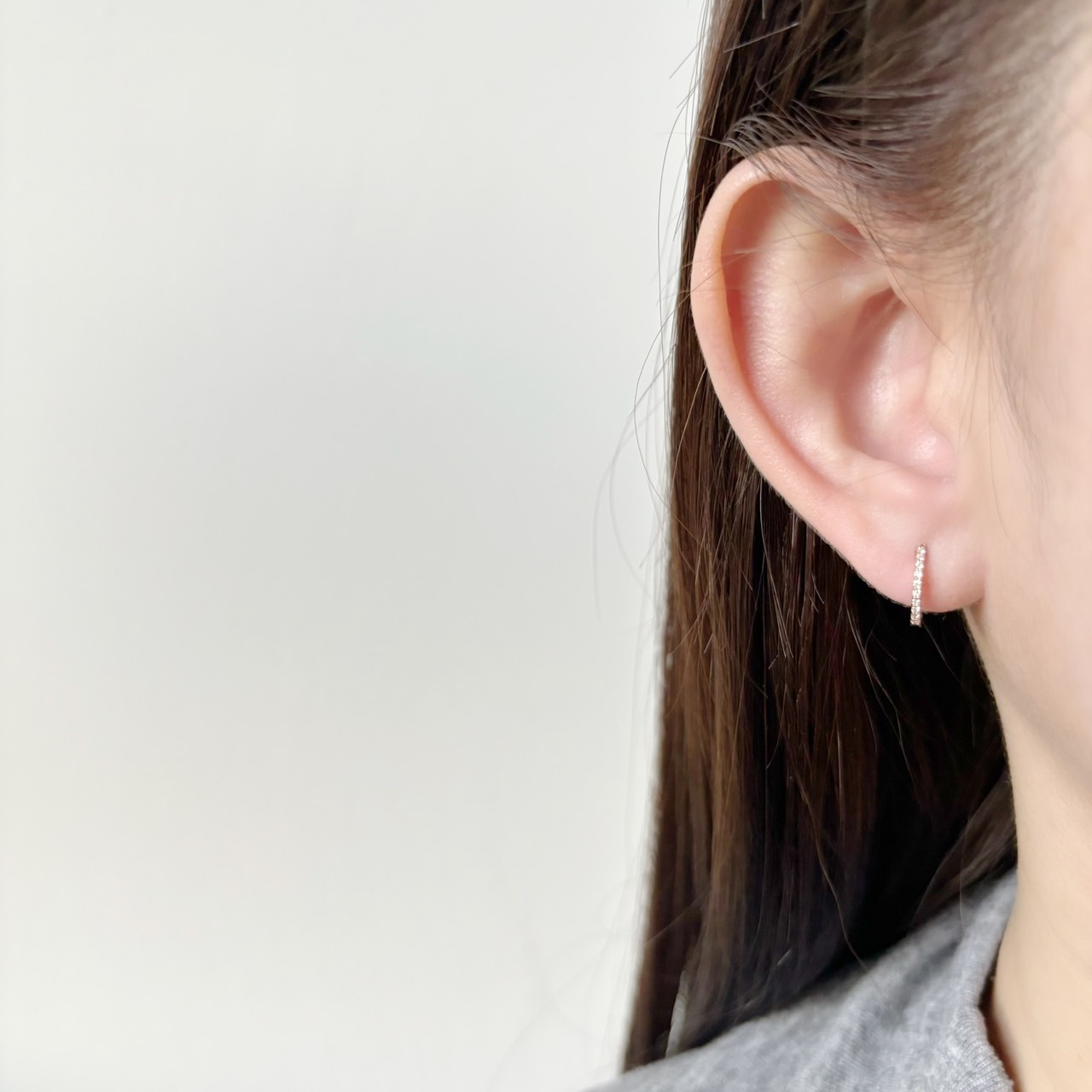 14K長方排鋯耳圈