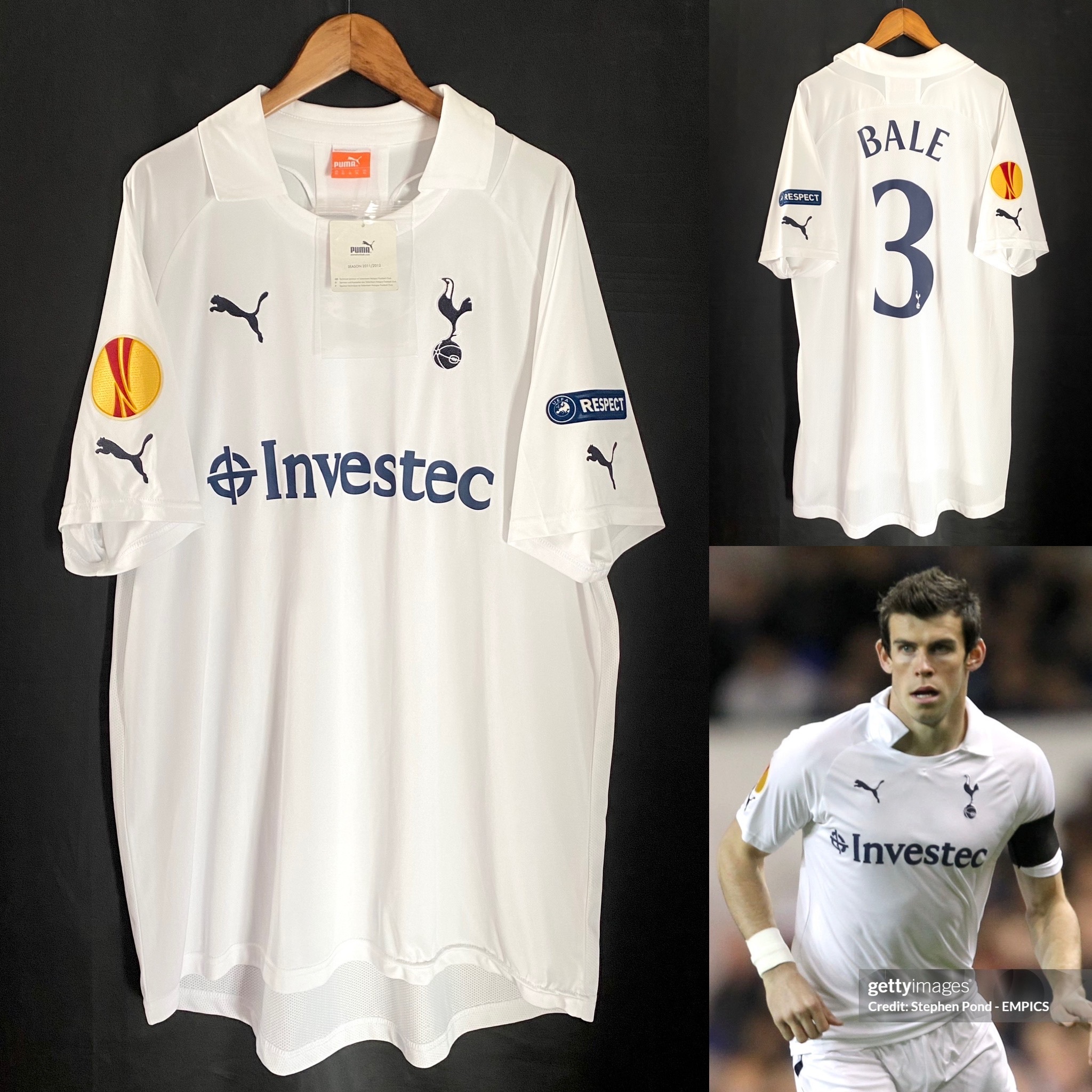 (BNWT) Tottenham Hotspur 2011-2012 UEFA Europa League Puma Home Shirt #3 BALE