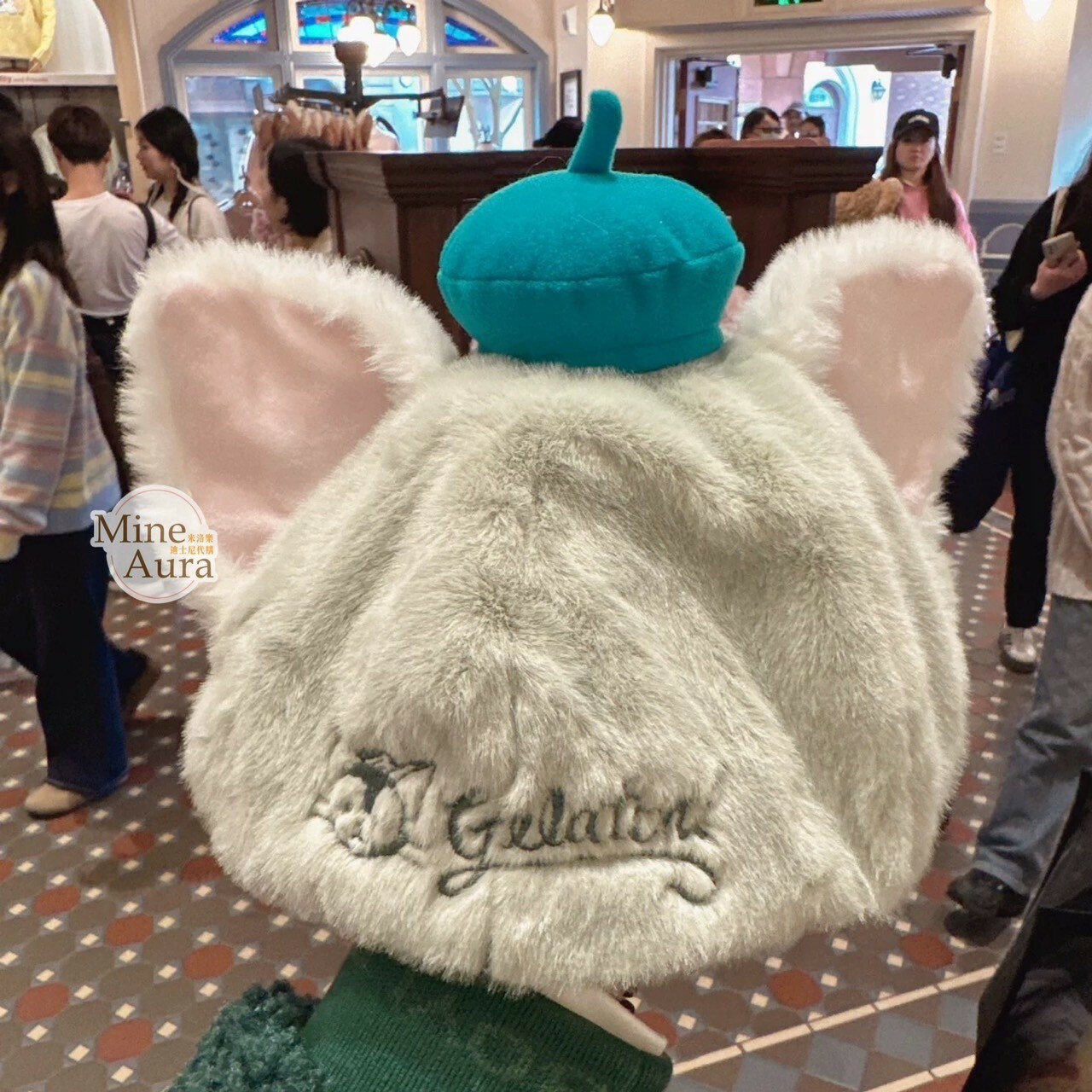 傑拉托尼 畫家貓 Gelatoni 絨毛 立體耳朵 造型 貝蕾帽 帽子 -上海迪士尼樂園