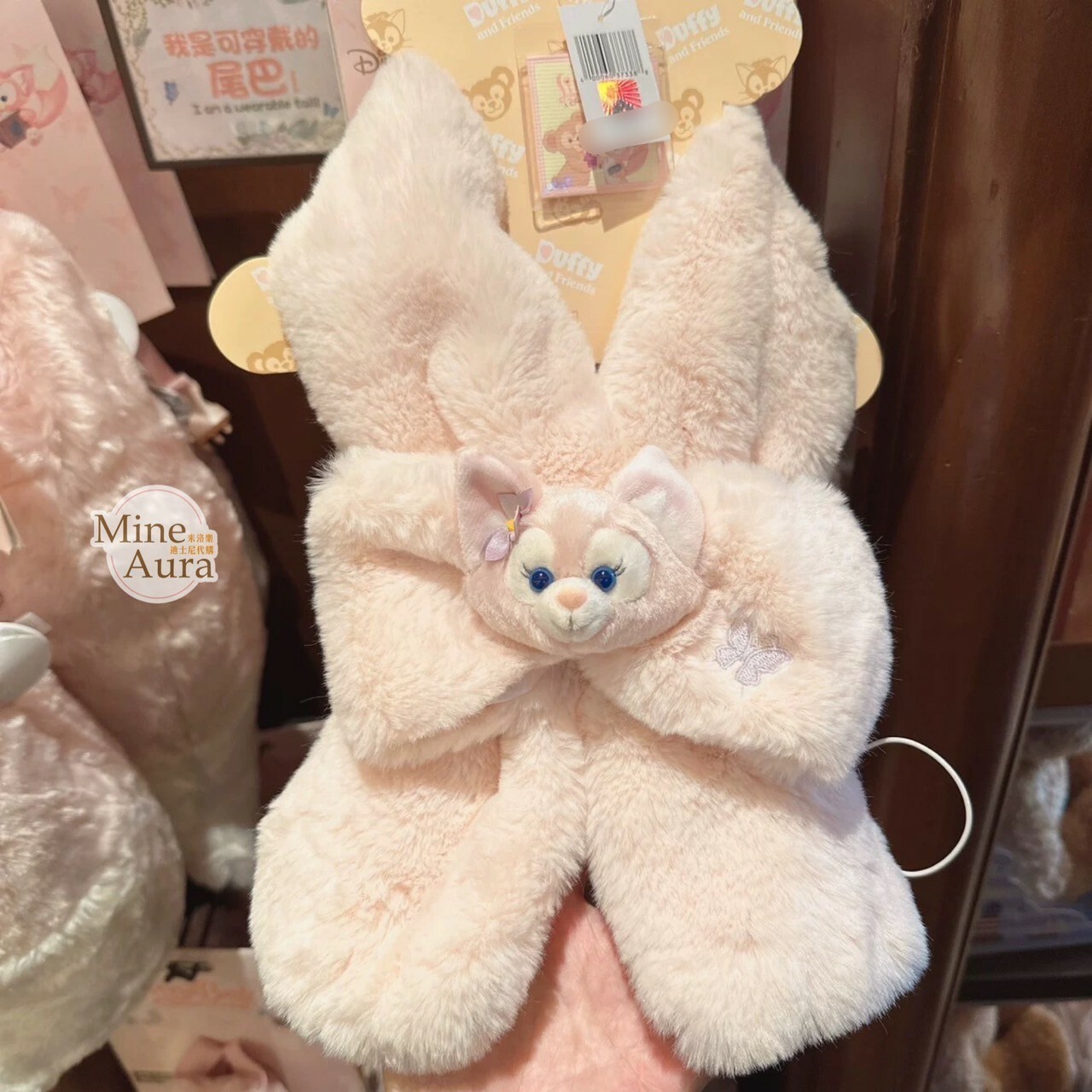 玲娜貝兒 Lina bell 絨毛大頭 蝴蝶結 造型圍巾 圍脖 -上海迪士尼樂園