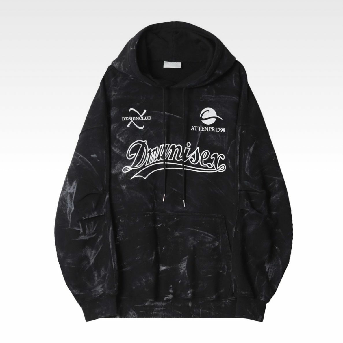 OverSize仿舊英文字連帽衛衣 Clear-017T