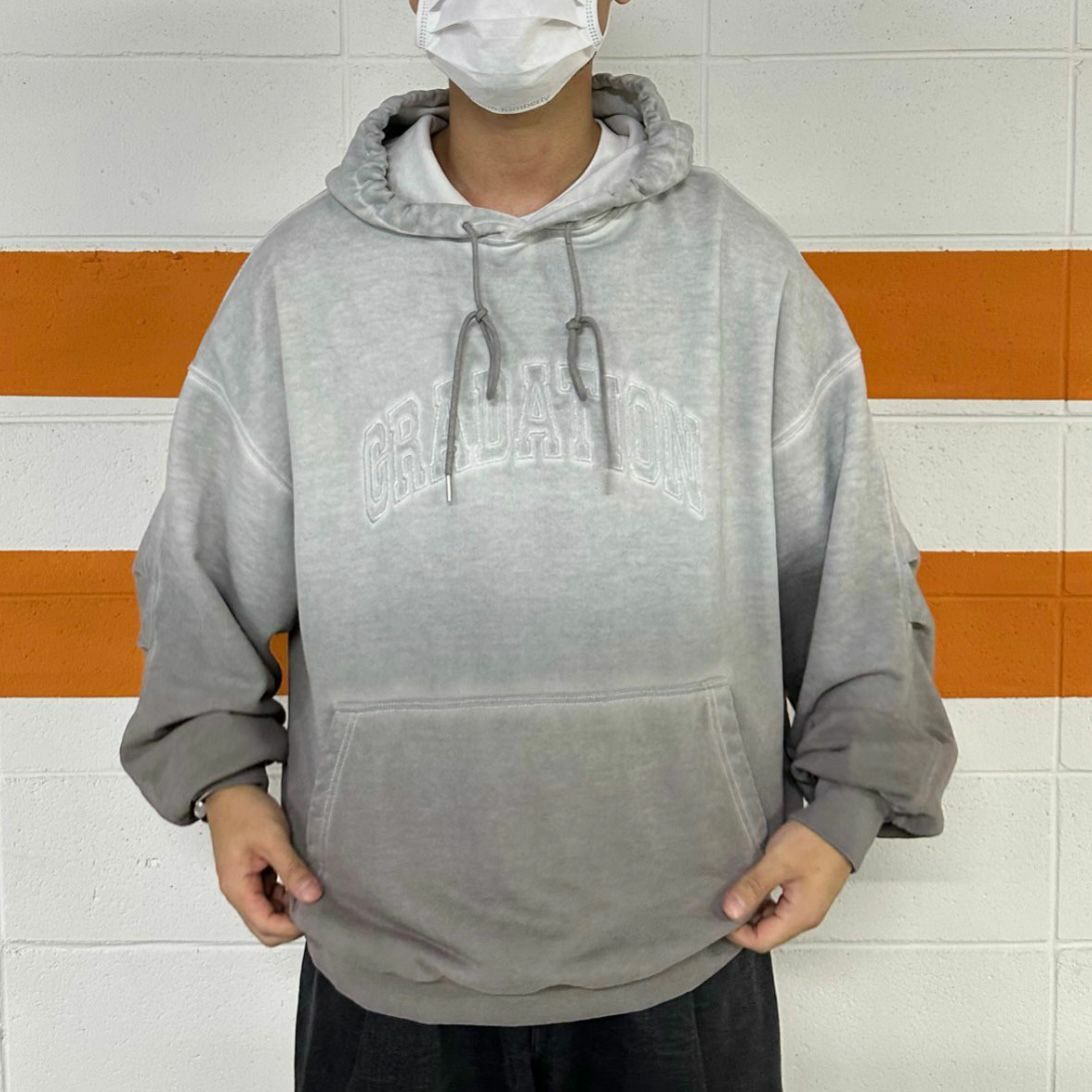 OverSize漸變英文字連帽衛衣 Clear-018T