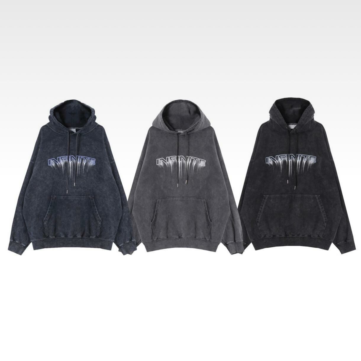 OverSize洗水英文字連帽衛衣 Clear-019T