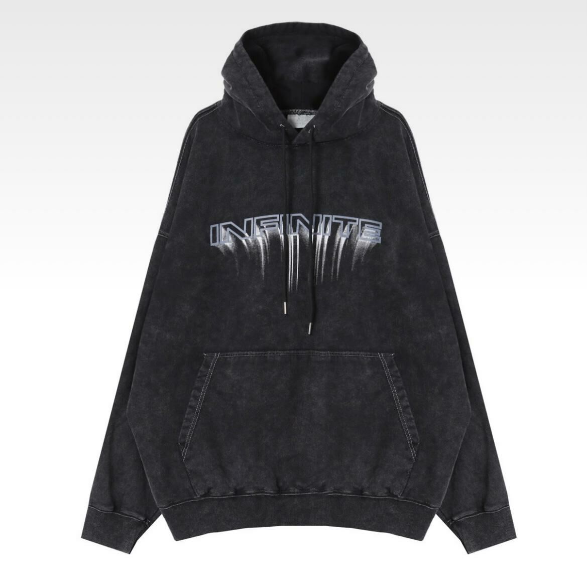 OverSize洗水英文字連帽衛衣 Clear-019T