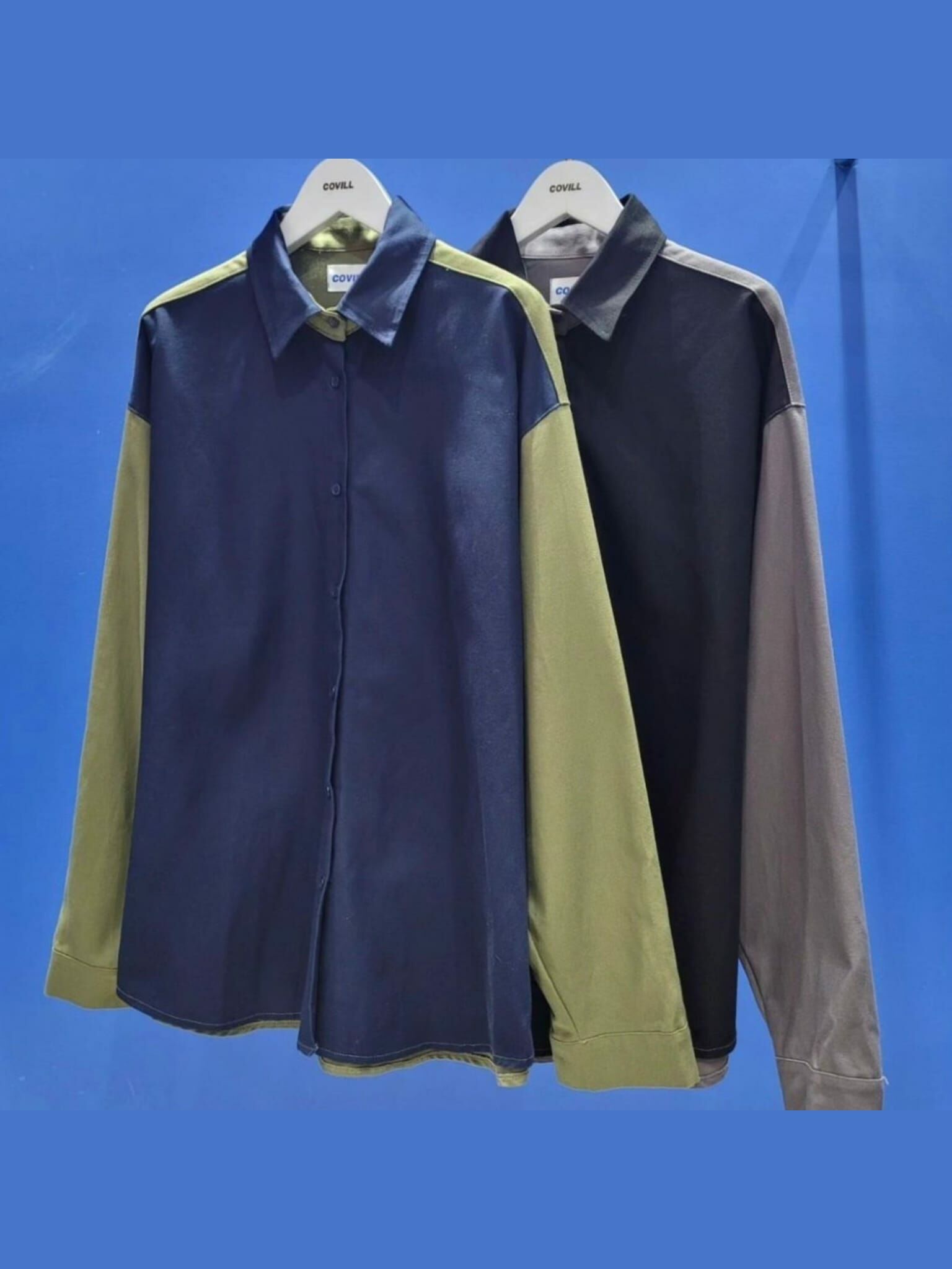 Oversize拼色長袖恤衫 COVILL-078S