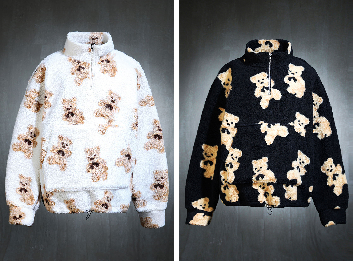 蝴蝶結小熊圖案刷毛套頭衫