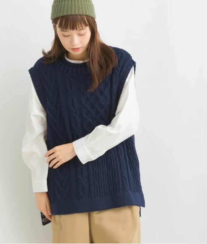 獨特雙領針織背心毛衣【日本直送】