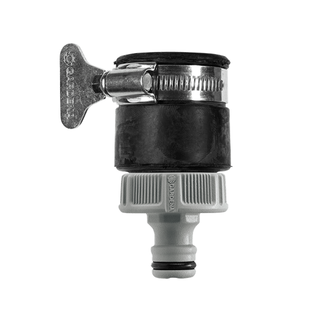 "GARDENA" 德國15-20mm水龍頭快接(帶喉箍)(無螺紋水龍頭用)(吸塑裝)(12個/盒)-[2907]