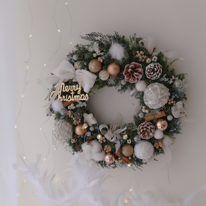 質感小香風 雪松聖誕花圈 32CM永生聖誕花圈