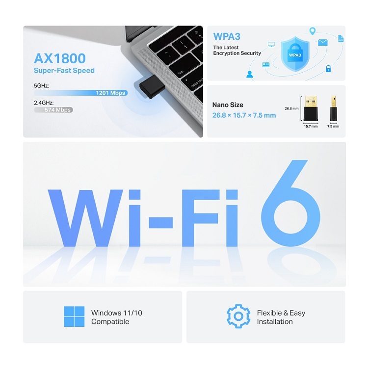 TP-Link Archer TX20U Nano AX1800 Wi-Fi 6 USB 接收器