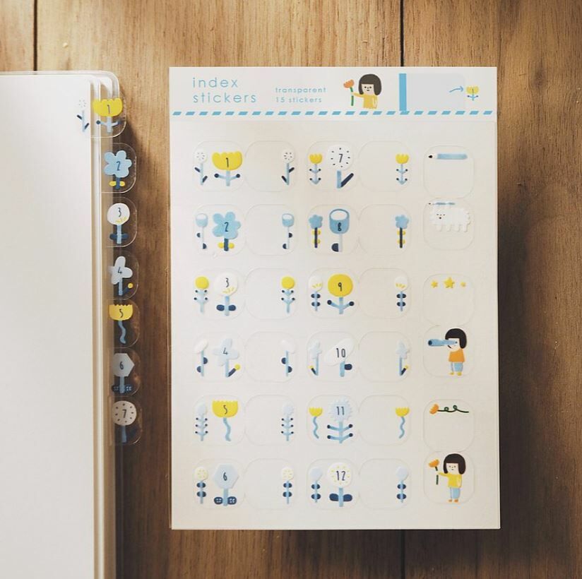 透明月份索引貼紙 花 / 右手超人 / 臺灣