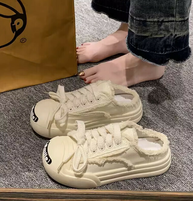 半拖帆布鞋