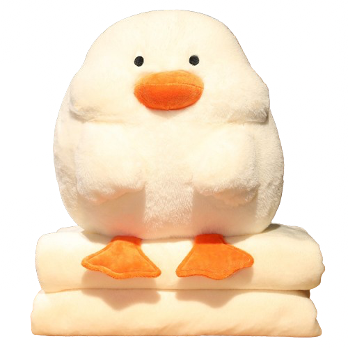 DuckDuck 小白鴨鴨三合一抱枕暖手枕| 內有毛毯可獨立使用| 造型可愛 冬天必備| 聖誕禮物 交換禮物