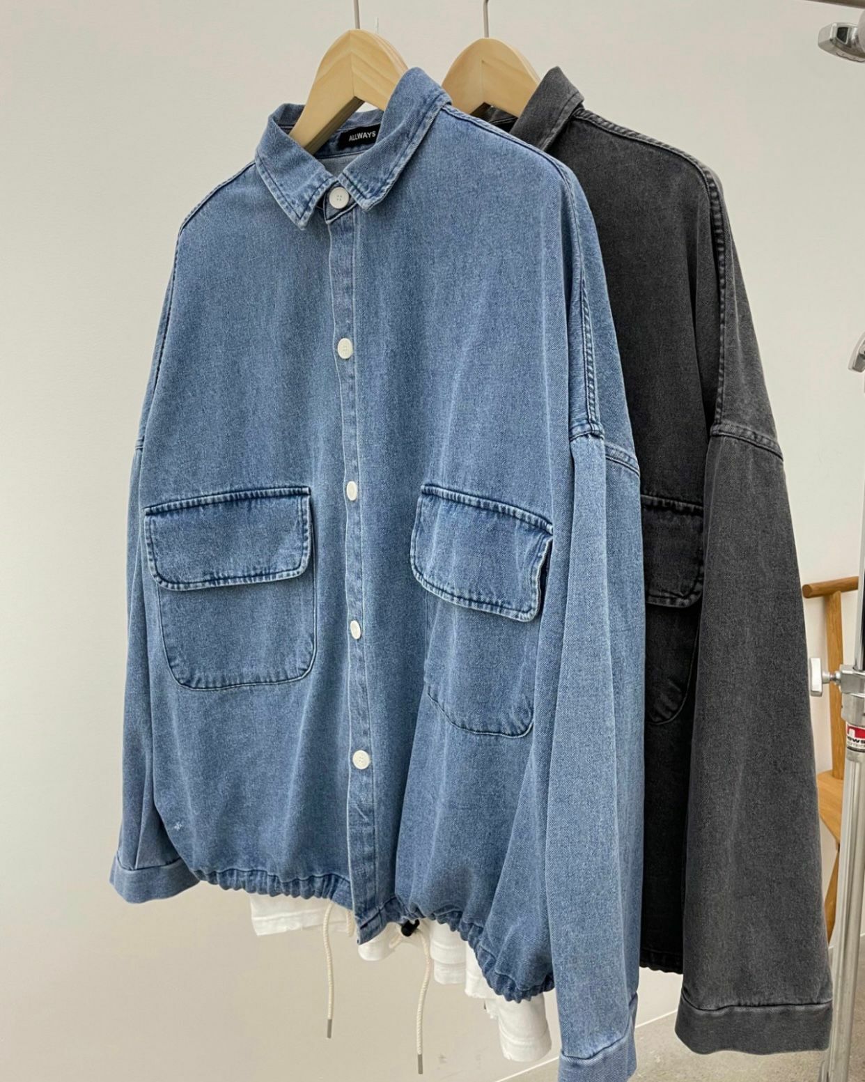 淨色可束腳牛仔長袖恤衫 ALLWAYS-006JK