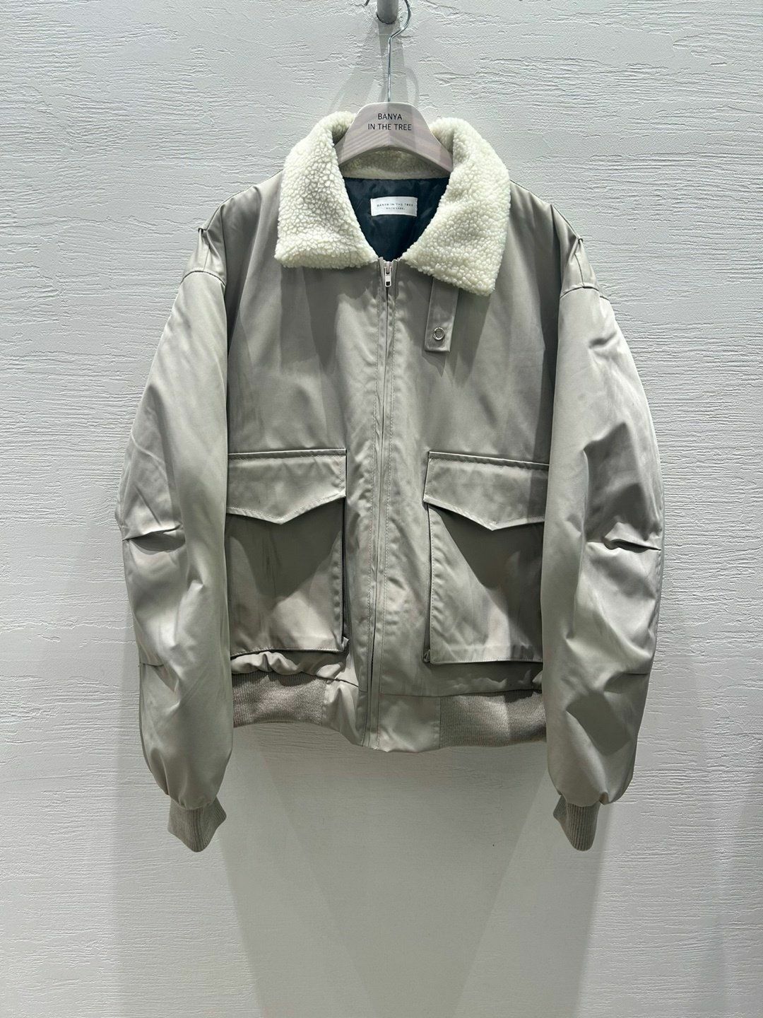 淨色拼毛毛領拉鍊外套 BANYA-012JK