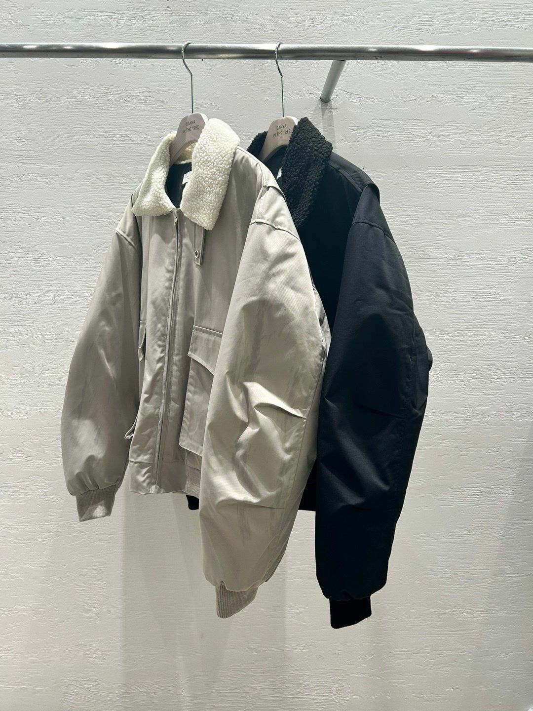 淨色拼毛毛領拉鍊外套 BANYA-012JK