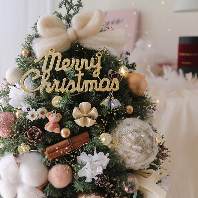 可愛小熊雪松聖誕樹 小香風裝飾 35CM永生聖誕樹