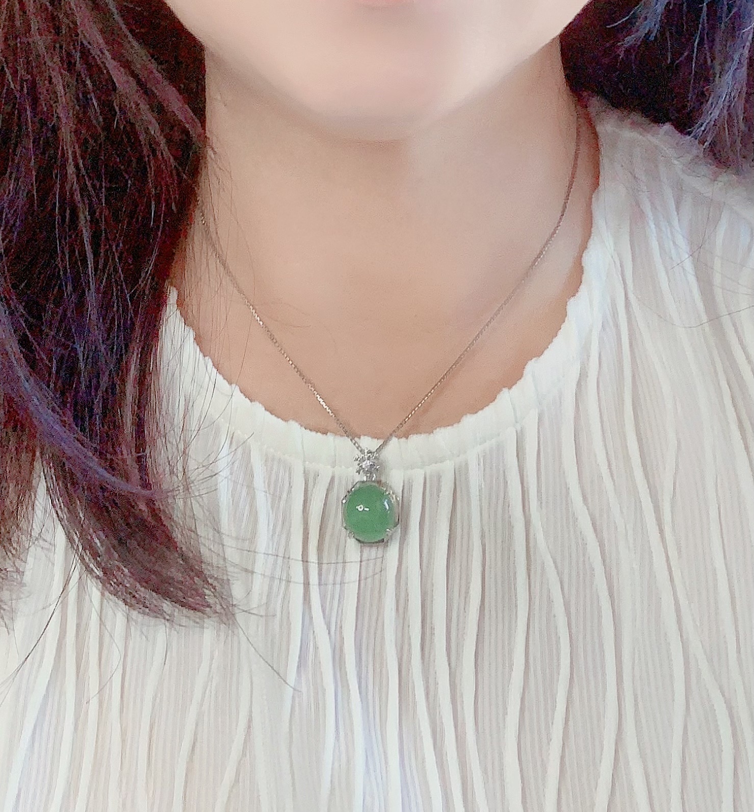 冰果綠大項鍊墜子 01丨銀鑲雪花造型扣頭