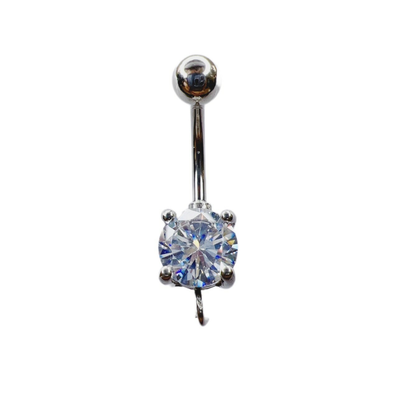 鋼肚環-銀色-可掛式高檯四爪白鋯(中)(ABB)