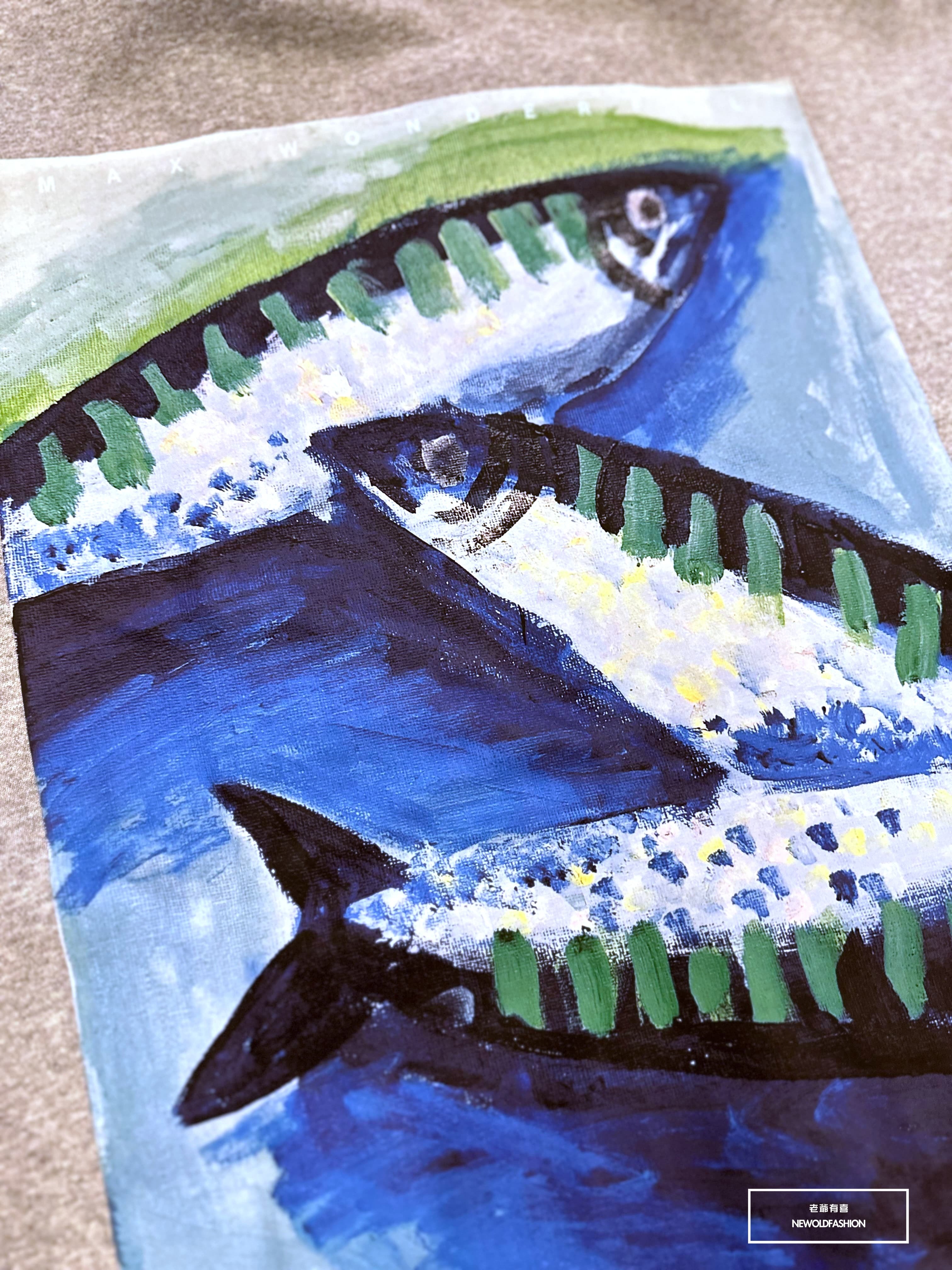 『新品上市』重磅油畫魚刷毛大學T-淺灰(NOF2311F03)