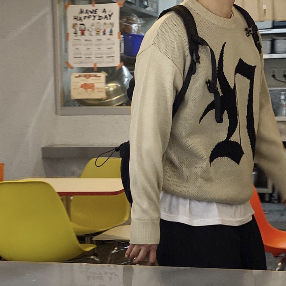 HOLYINCODE 歌德符號 寬鬆 針織衫 毛衣 長袖（4 COLOR）