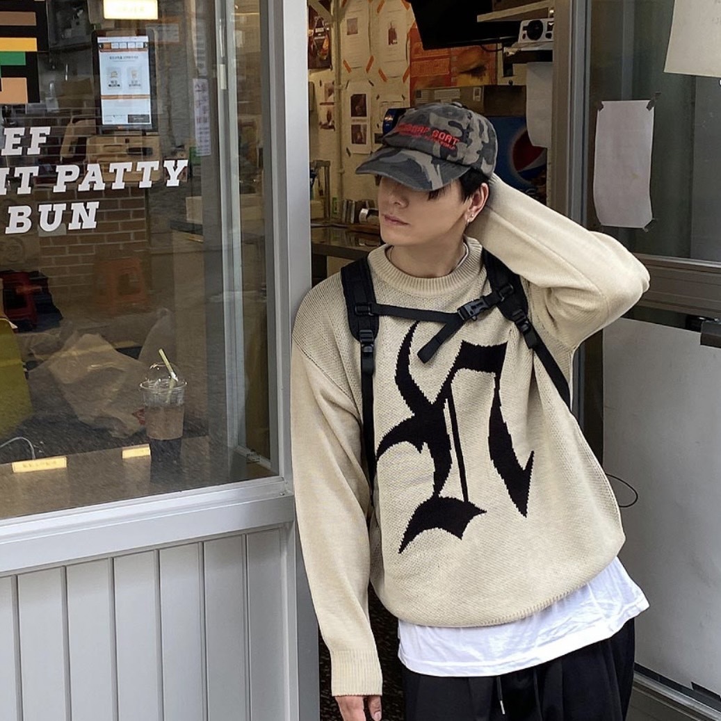 HOLYINCODE 歌德符號 寬鬆 針織衫 毛衣 長袖（4 COLOR）