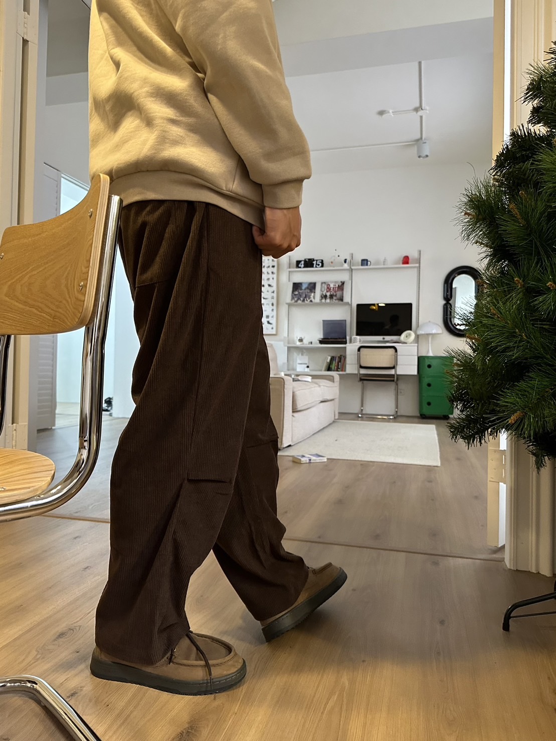 SIMON MADE BW-2333 定番 快拆皮帶 燈芯絨 傘兵摺 長褲