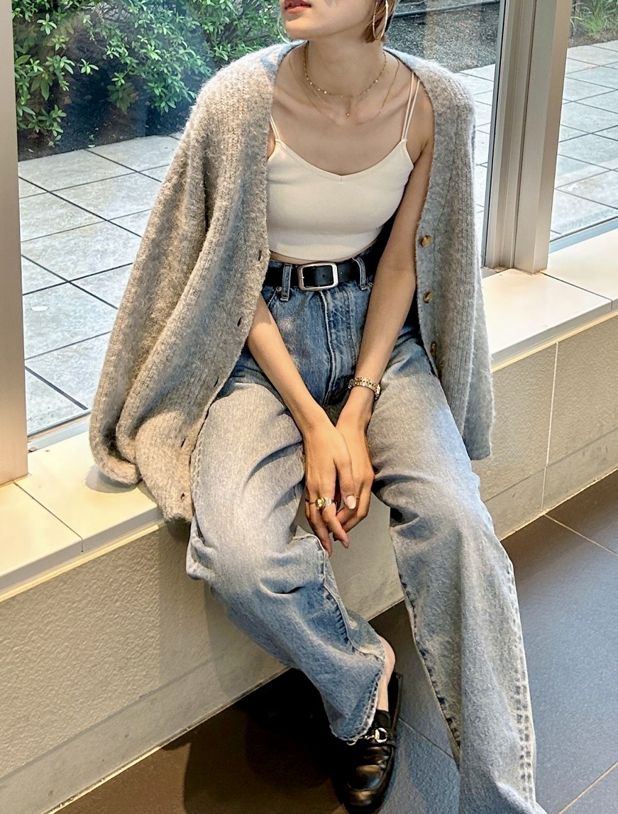 Ungrid  【WEB限定】カラールーズニットカーデ淺灰（1123528335）