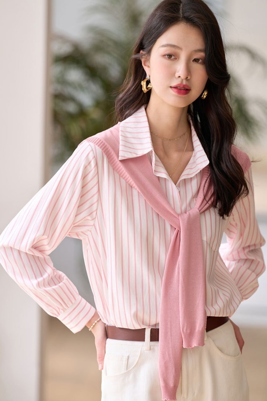 披肩條紋翻領襯衫 兩色