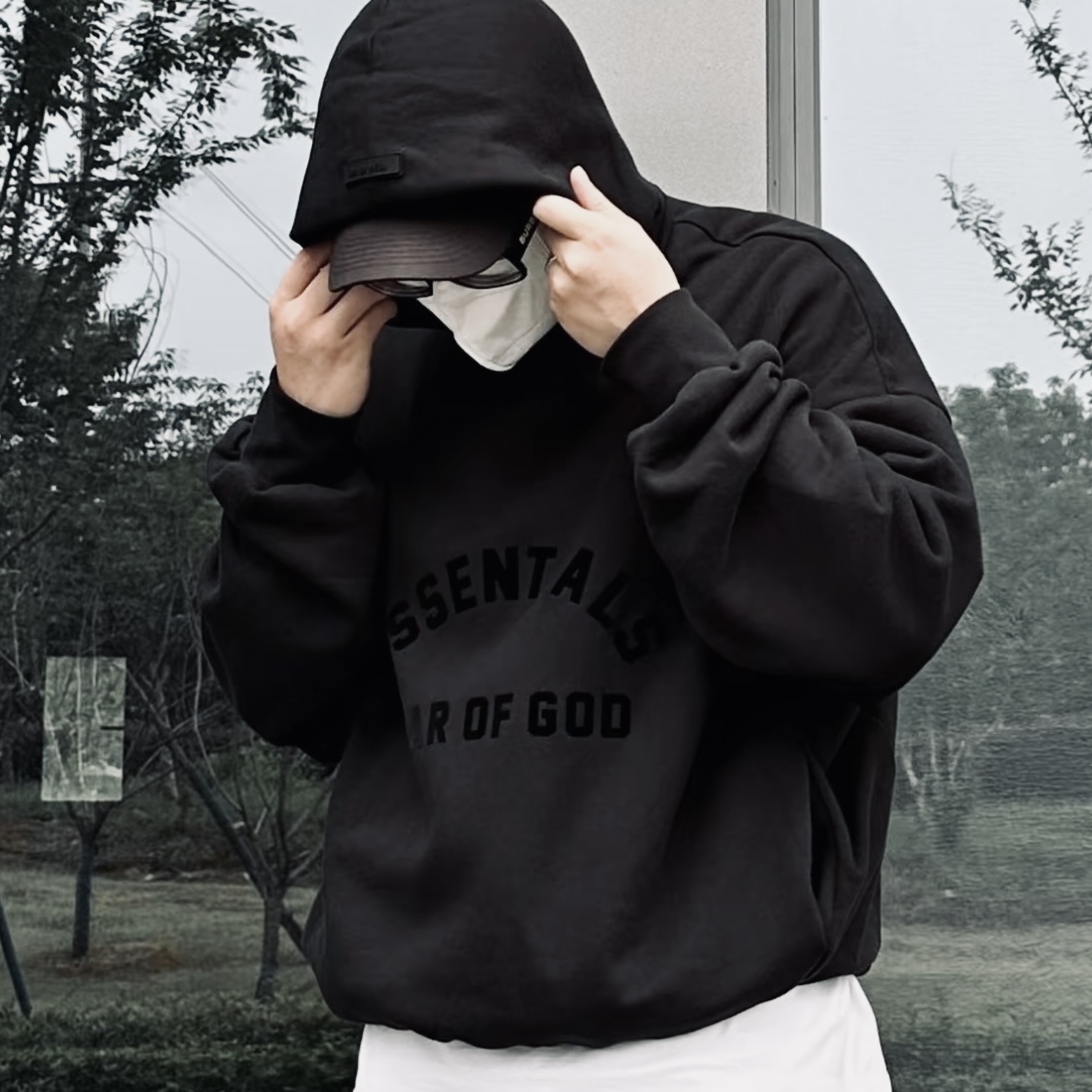 Essentials Fear Of God FOG 23SS 長袖 帽Tee 基本款 環形字體 黑