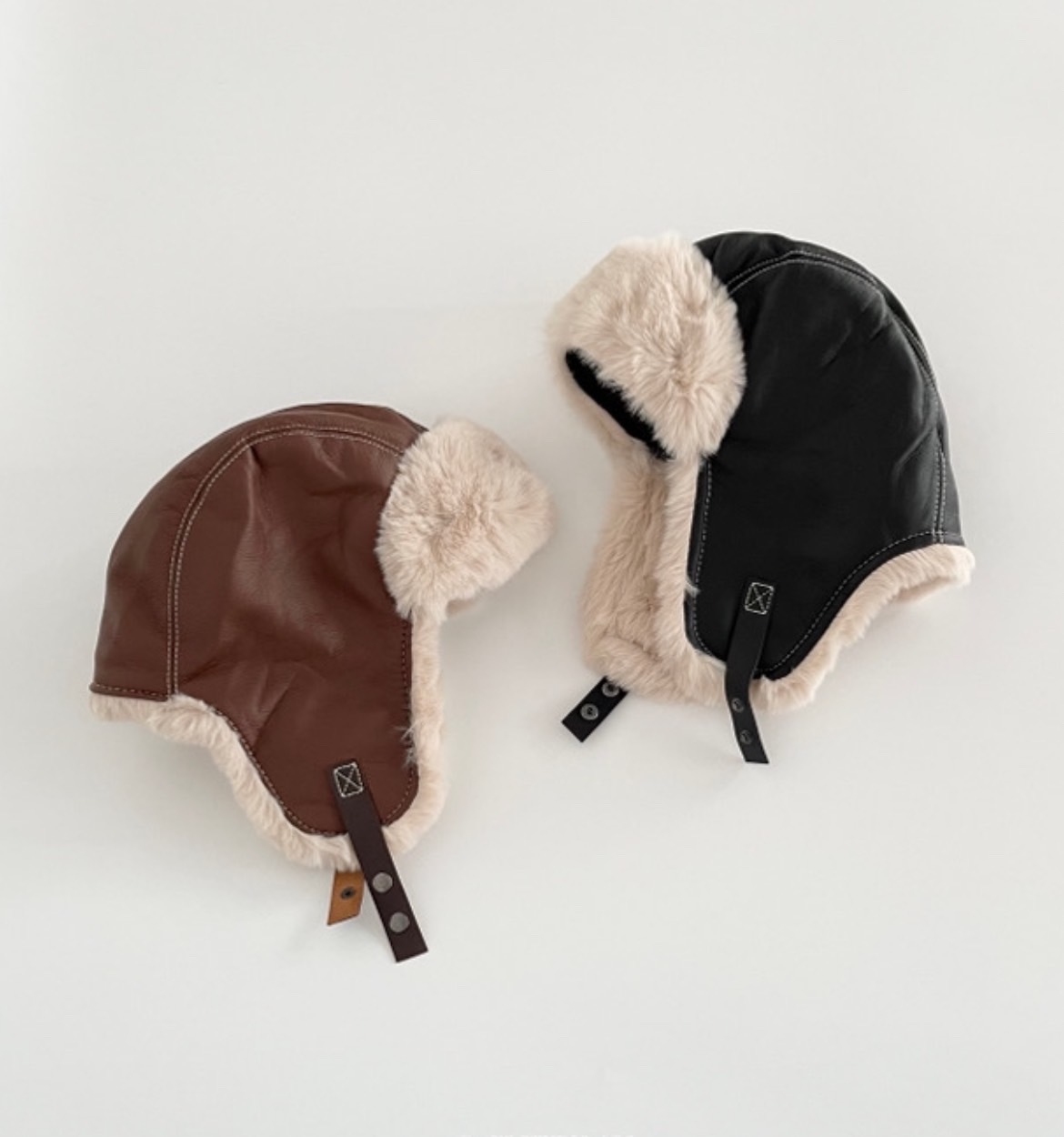 皮革復古飛行帽/兩款兩色滑雪帽/保暖/護耳/下雪/登山/露營