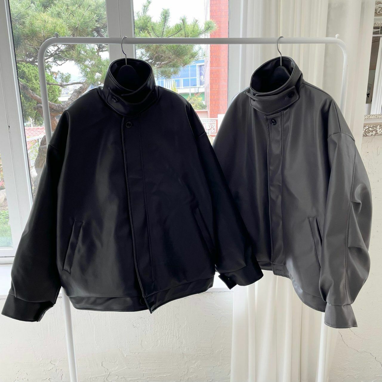 企領拉鍊合成皮褸 BY ATTENTION-083JK