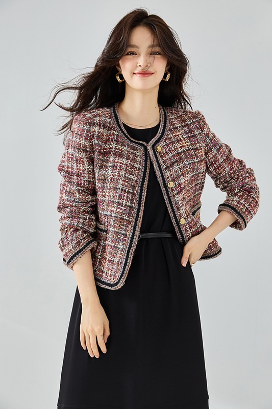 紅S【零碼出清不退換】小香風花紗羊毛呢外套