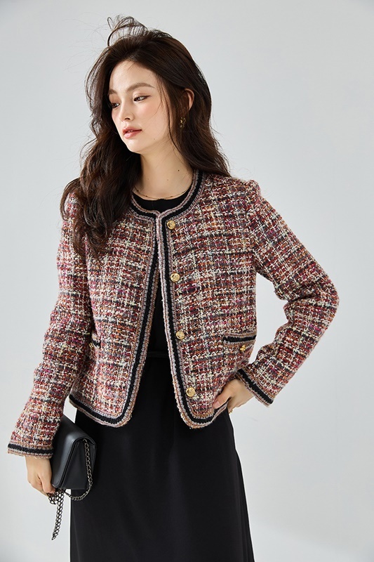 紅S【零碼出清不退換】小香風花紗羊毛呢外套