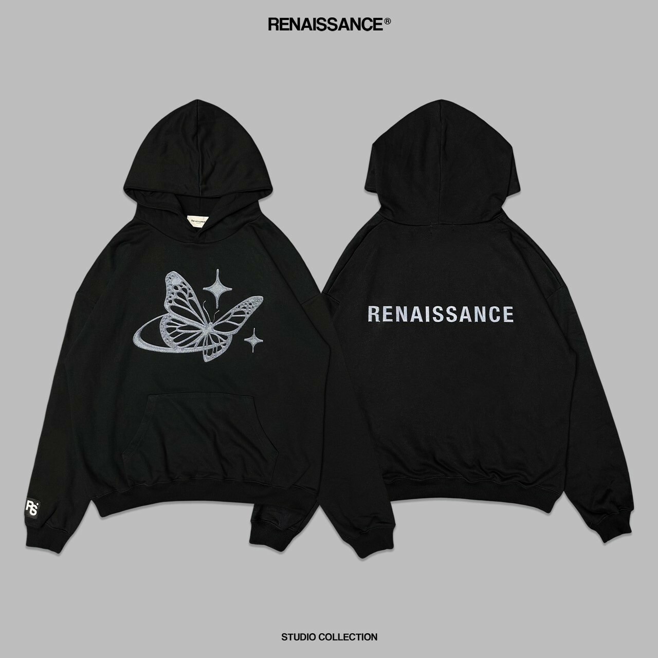 RENAISSANCE 金屬黑灰 星星蝴蝶 閃亮帽T “ Shinning Dotted Butterfly Hoodie “