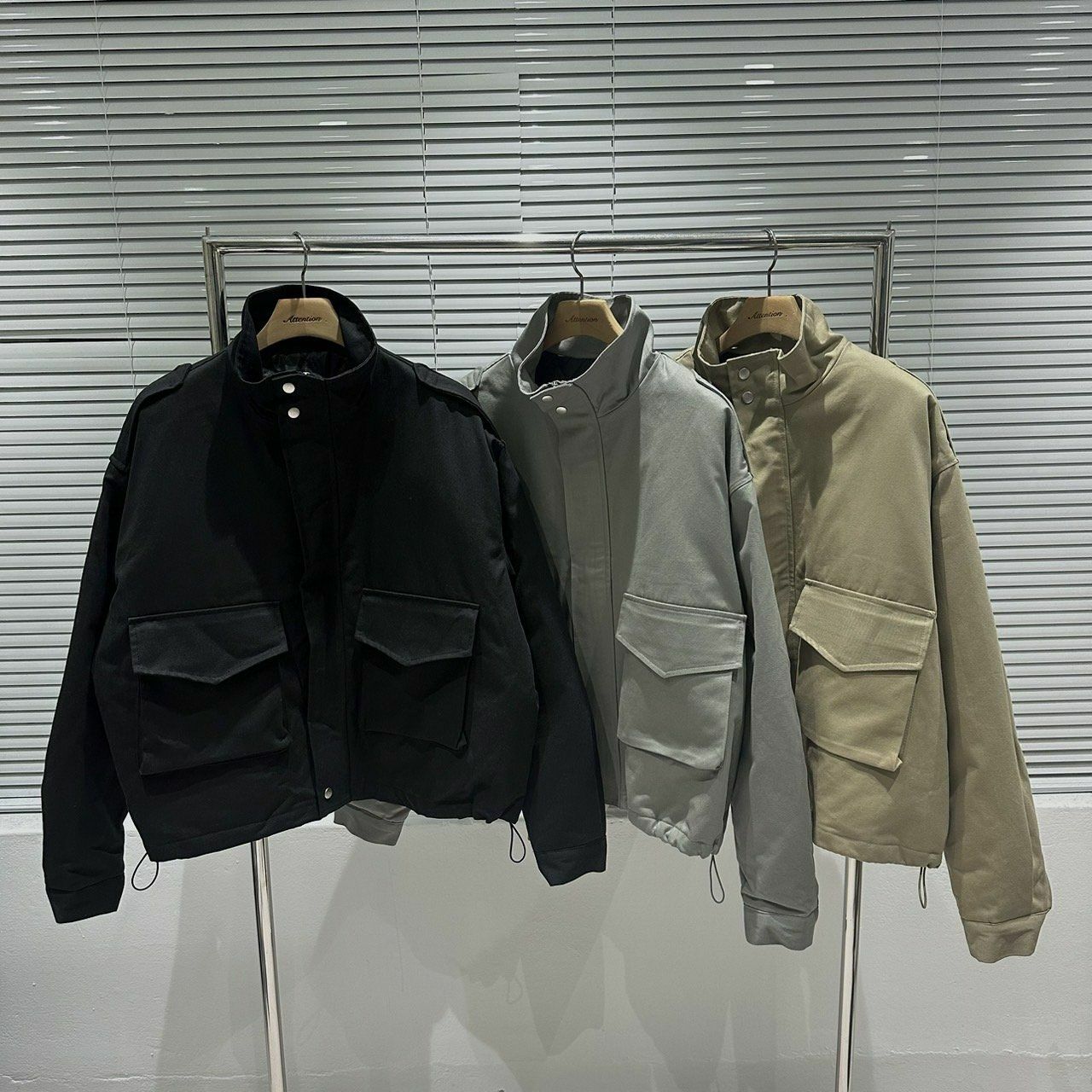 淨色企領拉鍊外套 BY ATTENTION-087JK