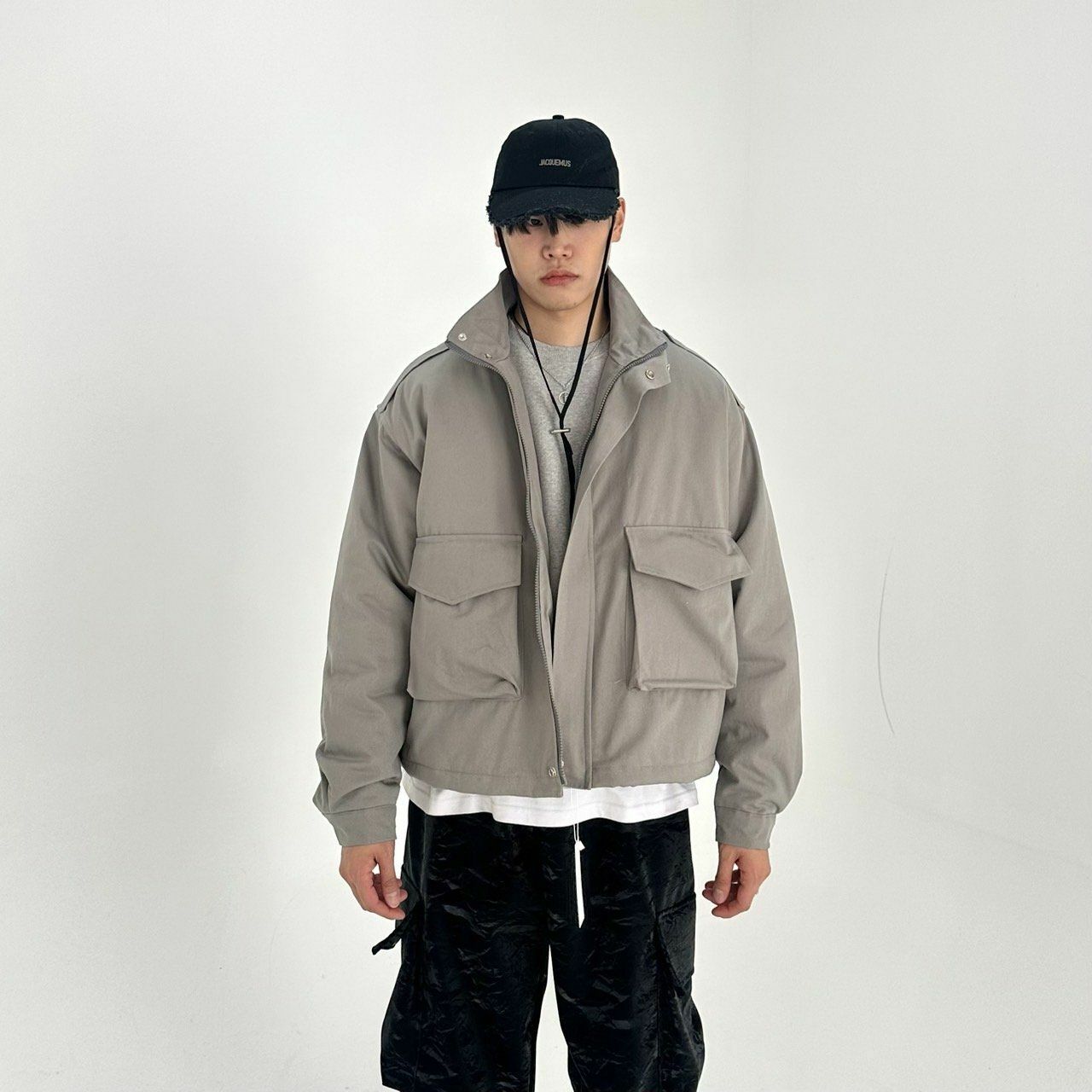 淨色企領拉鍊外套 BY ATTENTION-087JK