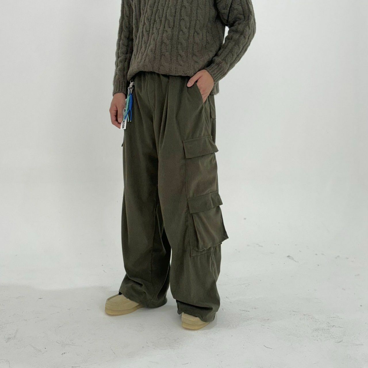 淨色燈心絨工裝鬆身褲 BY ATTENTION-091P