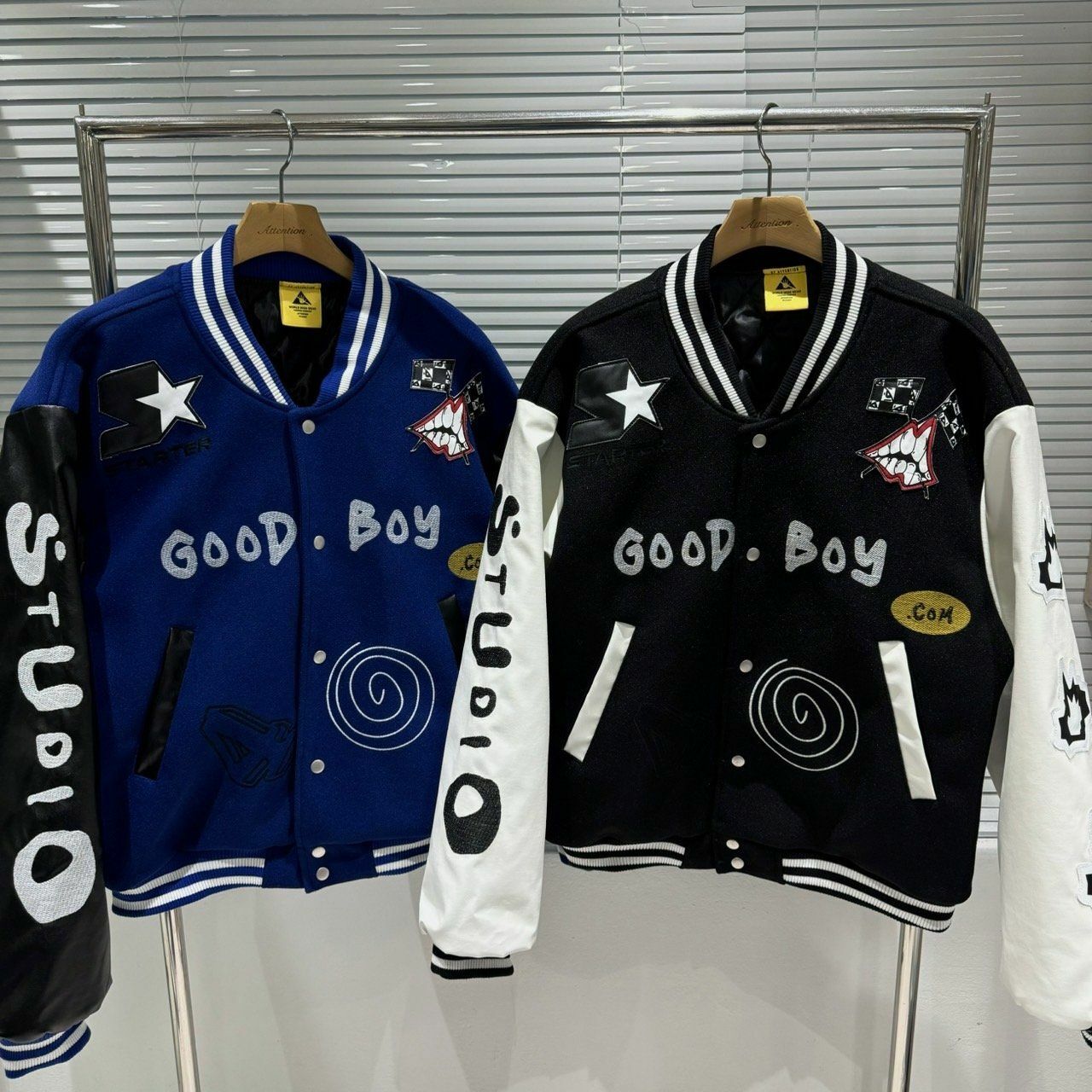 拼色英文字圖案棒球褸(薄夾棉) BY ATTENTION-094JK