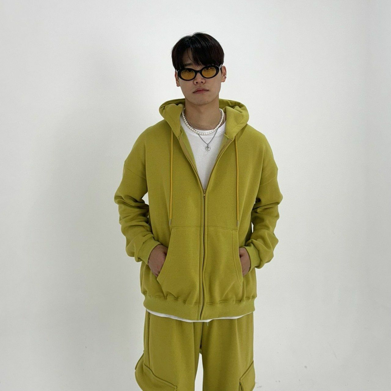 淨色連帽拉鍊外套(薄抓毛底) BY ATTENTION-098JK