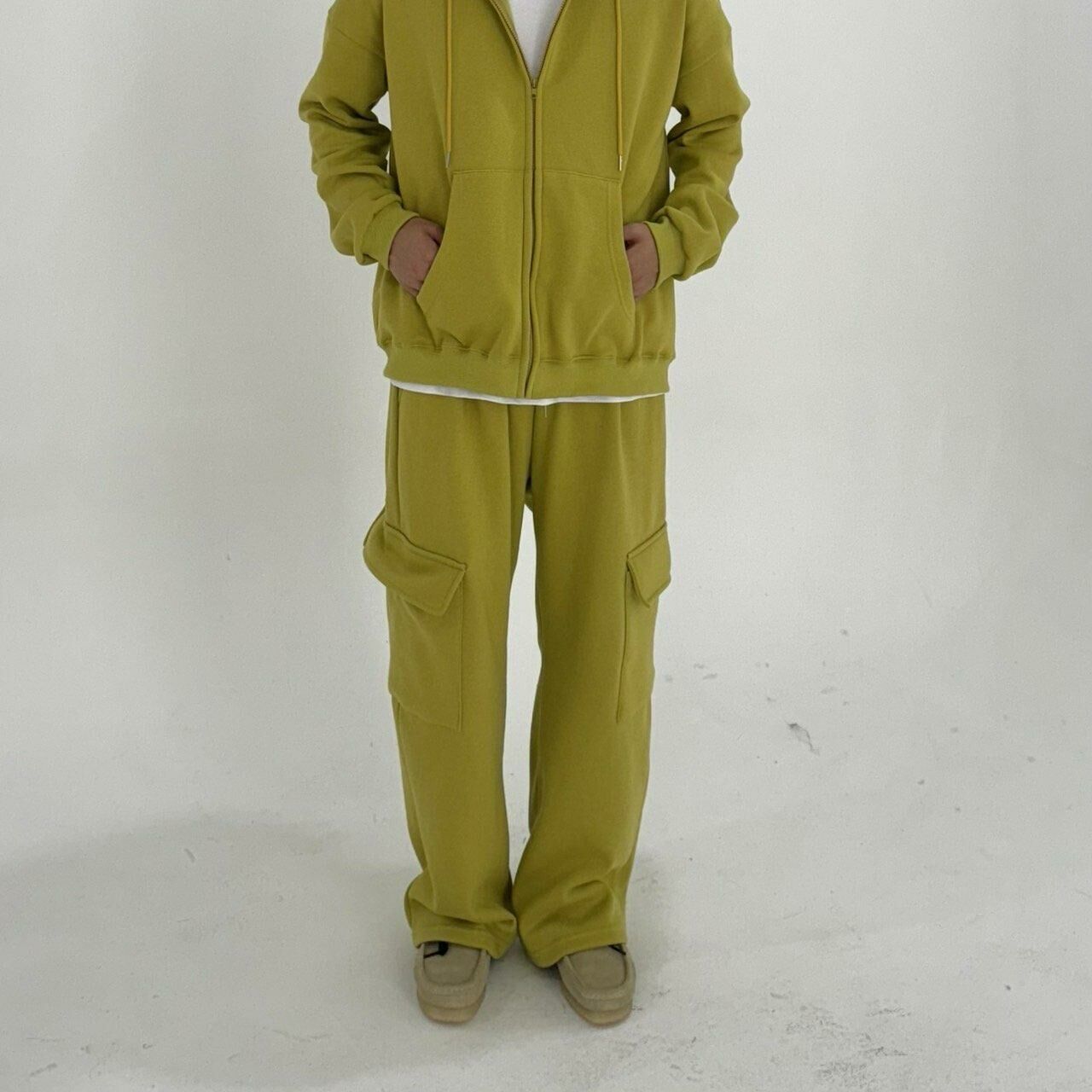 淨色棉質工裝鬆身褲(薄抓毛底) BY ATTENTION-099P-599