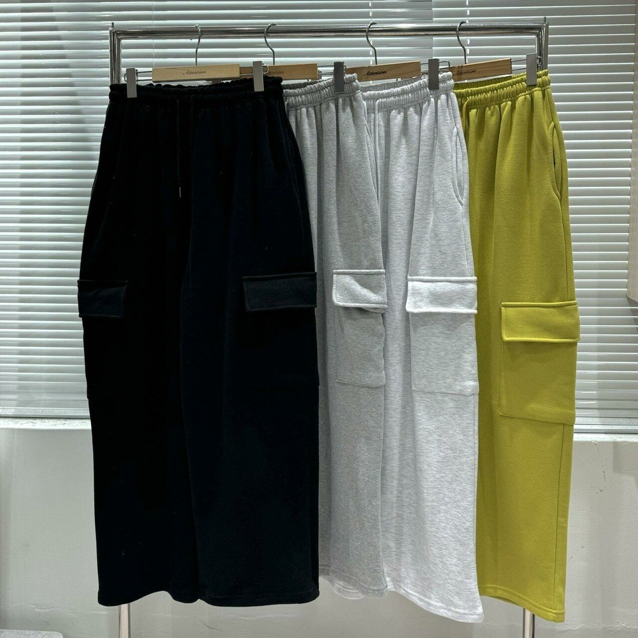 淨色棉質工裝鬆身褲(薄抓毛底) BY ATTENTION-099P-599